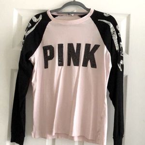 XS Pink Logo Long Sleeve Shirt with Sequins